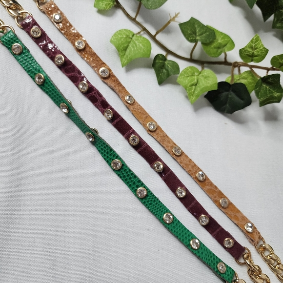 Gold Cuban Link Chain and Burgundy Leather Boot Ankle Bracelet - Picture 6 of 9